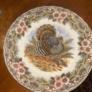 Floral Turkey Design Dinner Plate